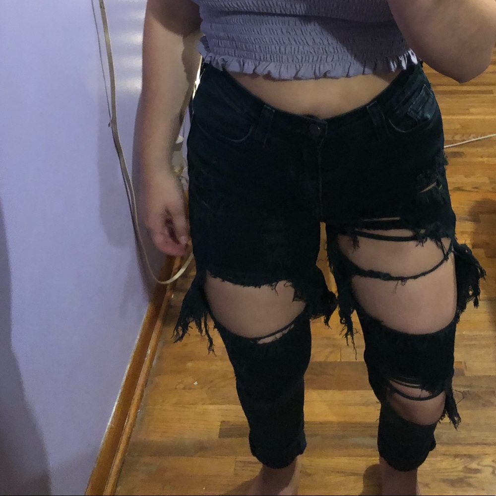 Black distressed skinny jeans!